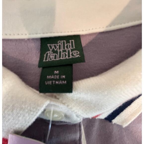 Wild Fable Short Sleeve Striped Collar Rugby Style Polo Shirt Purple, M, NWT - Picture 6 of 8